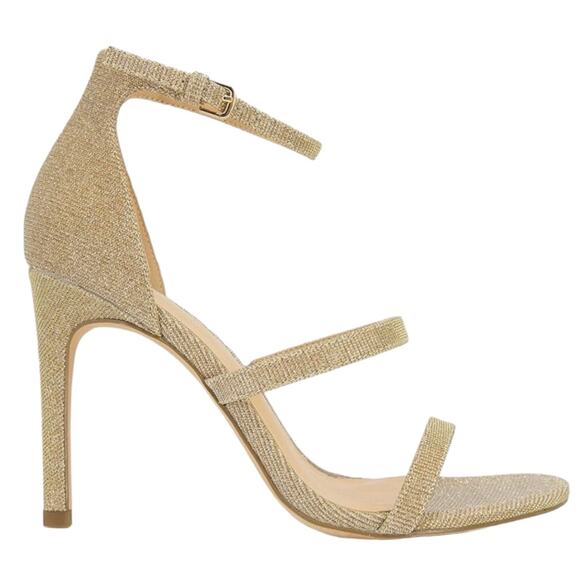 XOXO Women's Bridgette Sparkly Strappy Heel Sandals Rose Gold Size 7 1/2 - Picture 2 of 5